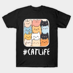 Hashtag CATLIFE Cat Photo T-Shirt